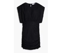 Cory ruched metallic cloqué mini dress - Black
