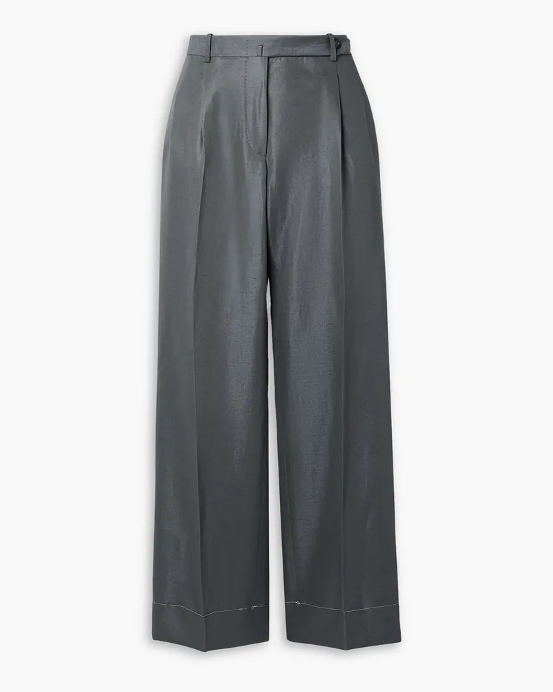 Brioni Cotton, linen and silk-blend gabardine straight-leg pants - Gray Gray