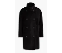 Double-breasted velvet coat - Black