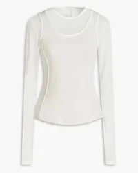 LVIR Layered cotton-blend jersey and mesh top - Gray Gray