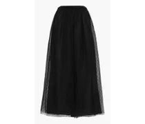 Gathered point d'esprit midi skirt - Black