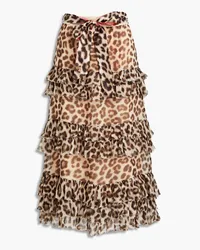 Zimmermann Tiered leopard-print silk-crepon midi skirt - Animal print Animal