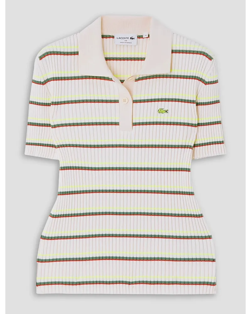 Lacoste Striped ribbed-knit polo shirt - White White