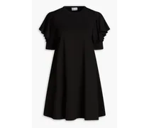 Ruffled stretch-jersey mini dress - Black