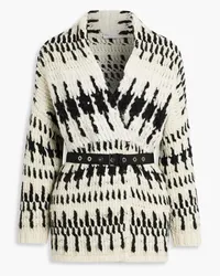 Brunello Cucinelli Embellished jacquard-knit cashmere-blend cardigan - White White