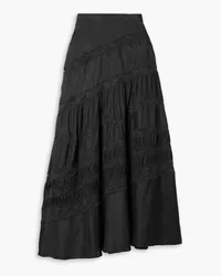 LoveShackFancy Laia lace-trimmed silk maxi skirt - Black Black