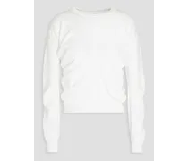 Ruched cotton sweater - White
