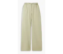 Contorta ruched wool-blend gabardine wide-leg pants - Green
