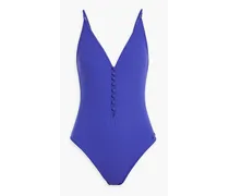 Button-embellished swimsuit - Blue