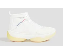 A1 mesh and leather high-top sneakers - White