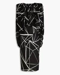 Rick Owens Bubble draped printed satin dress - Black Black