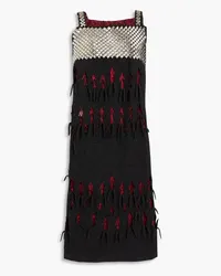 Maison Margiela Lazsr-cut studded herringbone midi dress - Red Red