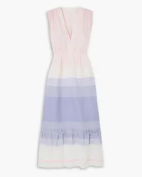 lemlem Jelba frayed striped cotton-blend midi dress - Pink Pink