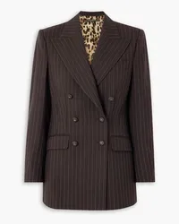 Dolce & Gabbana Pinstriped double-breasted wool-twill blazer - Brown Brown