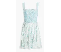 Alice Olivia - Jocelyn ruffled floral-print broderie anglaise mini dress - Blue
