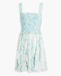 Alice + Olivia Alice Olivia - Jocelyn ruffled floral-print broderie anglaise mini dress - Blue Blue