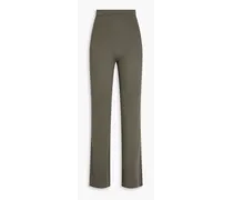 Ribbed wool-blend flared trousers - Green