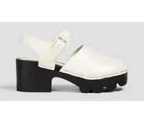 Lug leather platform clogs - White