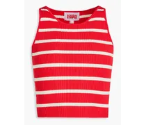 The Carson striped ribbed-knit top - Red