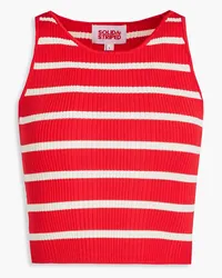 Solid and Striped The Carson striped ribbed-knit top - Red Red