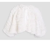 Alice Olivia - Cropped ruffled georgette jacket - White