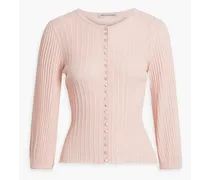 Ribbed cotton cardigan - Pink