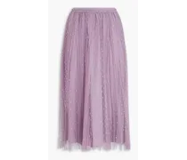Gathered point d'espirit midi skirt - Purple