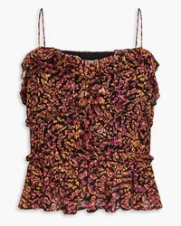 Ulla Johnson Della ruffled printed silk-crepon peplum top - Pink Pink