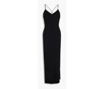 Ribbed cotton-blend midi dress - Black