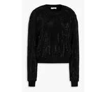 Crystal-embellished French cotton-terry sweatshirt - Black