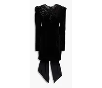 Onyx embellished tulle and velvet mini dress - Black