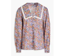 Mady crochet-trimmed floral-print cotton shirt - Multicolor