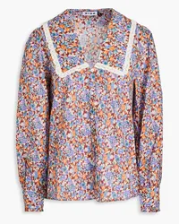 RIXO Mady crochet-trimmed floral-print cotton shirt - Multicolor Multicolor