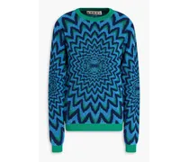 Jacquard-knit cotton-blend sweater - Blue