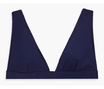 Ribbed triangle bikini top - Blue