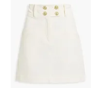 Button-embellished cotton-blend mini skirt - White