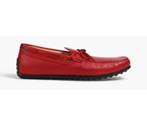 Heaven Lacetto pebbled-leather driving shoes - Red