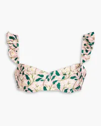 AGUA BENDITA Kiwi ruffled floral-print bikini top - Pink Pink