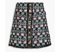 Button-embellished tweed mini skirt - Black