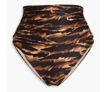 Ancona leopard-print high-rise bikini briefs - Brown
