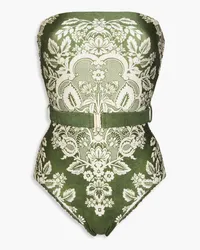 Zimmermann Paisley-print bandeau swimsuit - Green Green