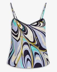 Emilio Pucci Printed silk-blend crepe de chine pajama top - Blue Blue