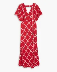 Victoria Beckham Cutout printed crepe de chine maxi dress - Red Red