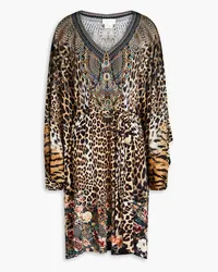 Camilla Crystal-embellished printed stretch-jersey mini dress - Animal print Animal