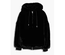 Oversized faux fur hooded jacket - Black