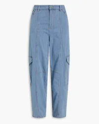 Ganni Striped high-rise cargo jeans - Blue Blue