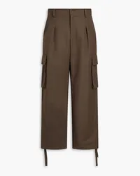 LE 17 SEPTEMBRE Pleated wool-blend twill cargo pants - Brown Brown