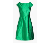 Pleated silk-shantung dress - Green