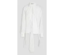 Broderie anglaise-trimmed crinkled voile blouse - White