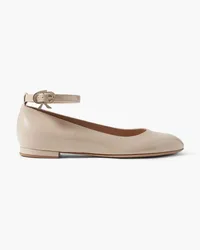 Gianvito Rossi Ribbon patent-leather ballet flats - Neutral Neutral